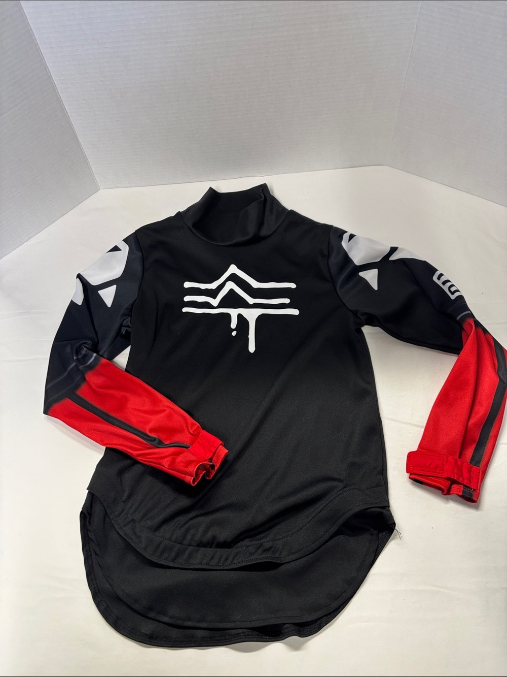 Kids Fortnite Black and Red Superhero Costume Top - Athletic Long Sleeve